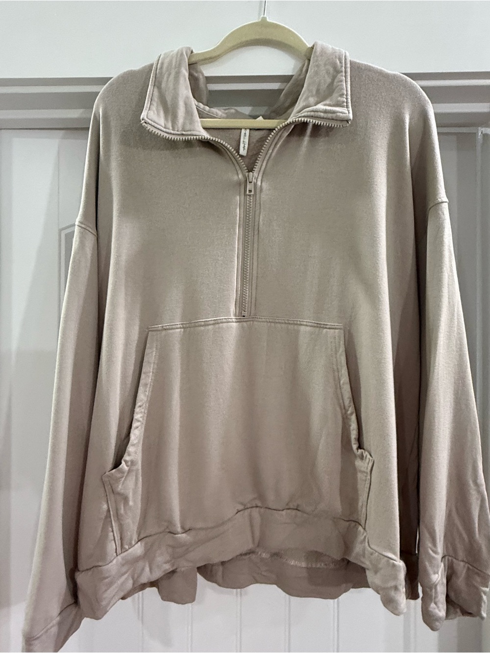 Womens Half-Zip Pullover Sweater and Pant set - Beige
